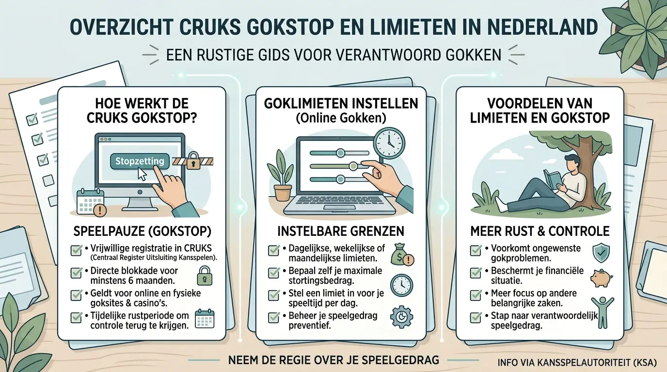 Rustige beslisroute over gokstop, speellimieten en hulp bij gokken